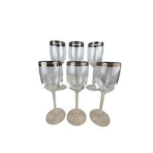 Set of 6 Lenox Landmark Platinum Wine Glasses - Rare